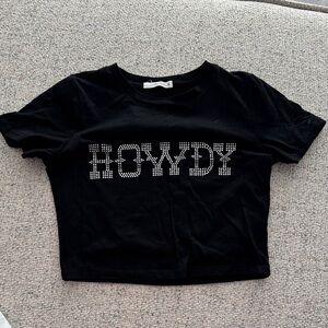 Black 'Howdy' Crop Top